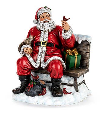 Napco - Santa sitting on Bench with Cardinals Item # 53111