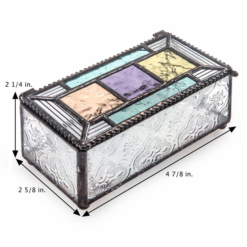J Devlin Glass Art & Bert Anderson Collection - Colorful Stained Glass Decorative Jewelry Keepsake Box 864