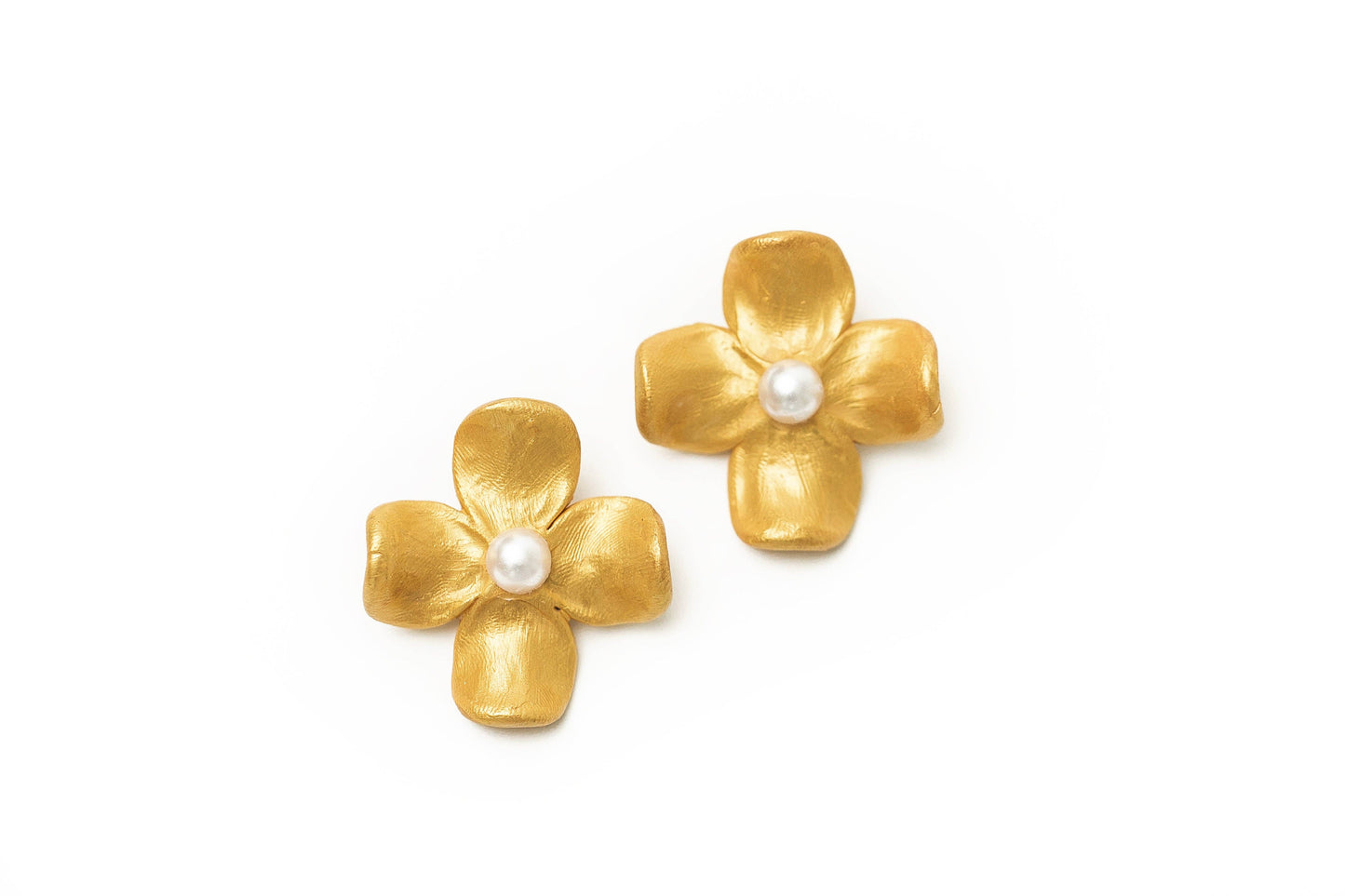 Hidden Truth Jewelry - Large Dogwood & Pearl Stud Earrings