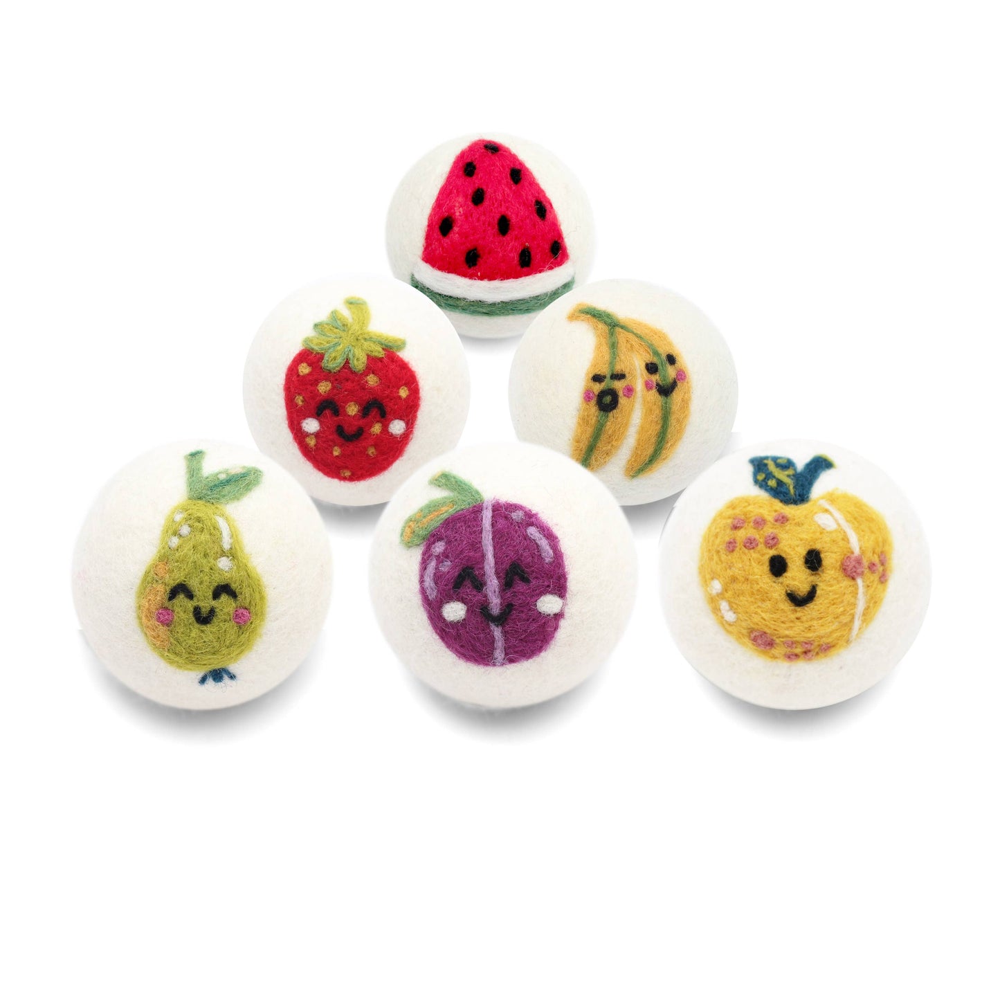 Ethical Global - Fruits: Strawberry, Pear, Plum, Bananas... Wool Dryer Balls: Plum
