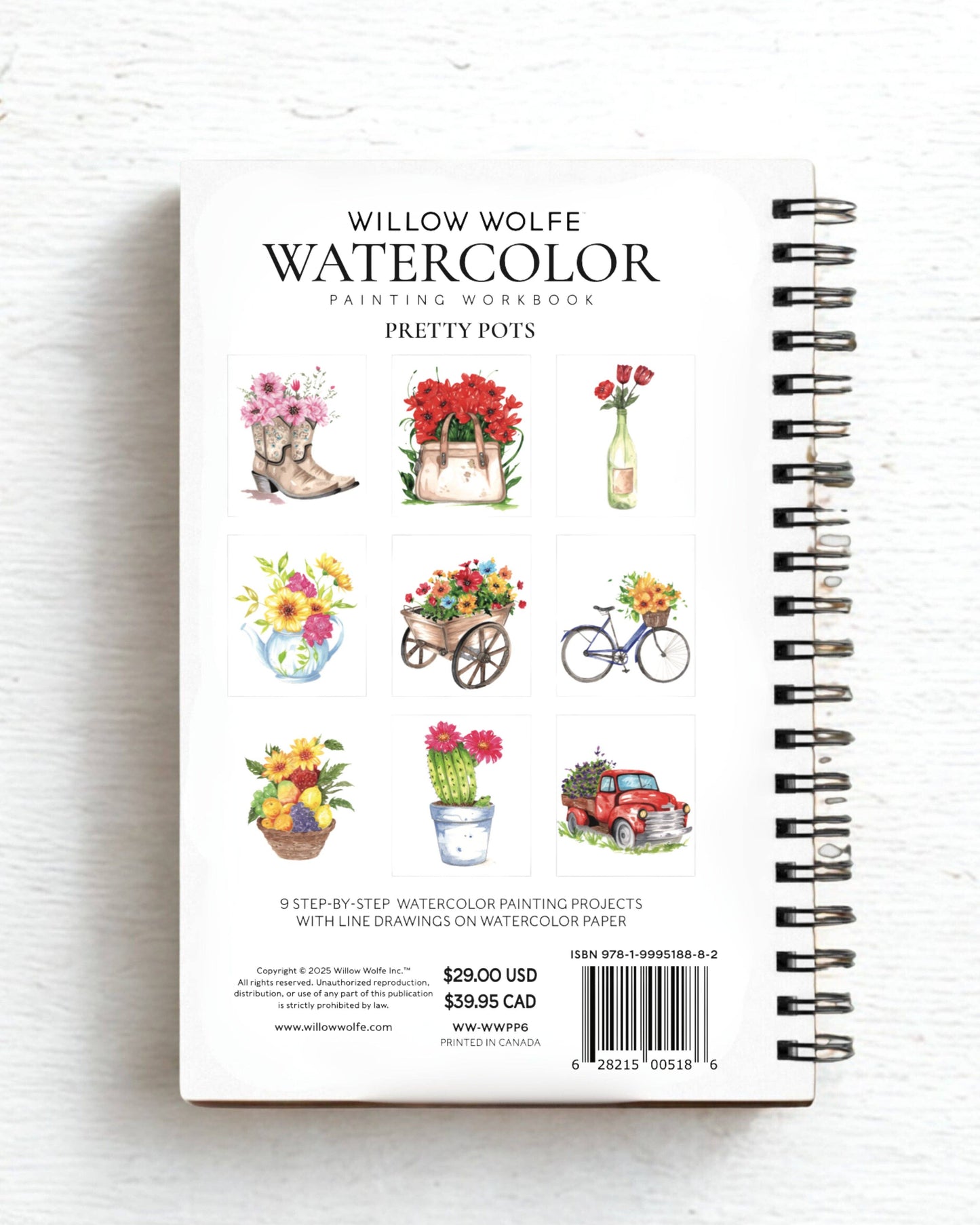 Willow Wolfe USA - Pretty Pots Watercolor Workbook by Nya Wolfe