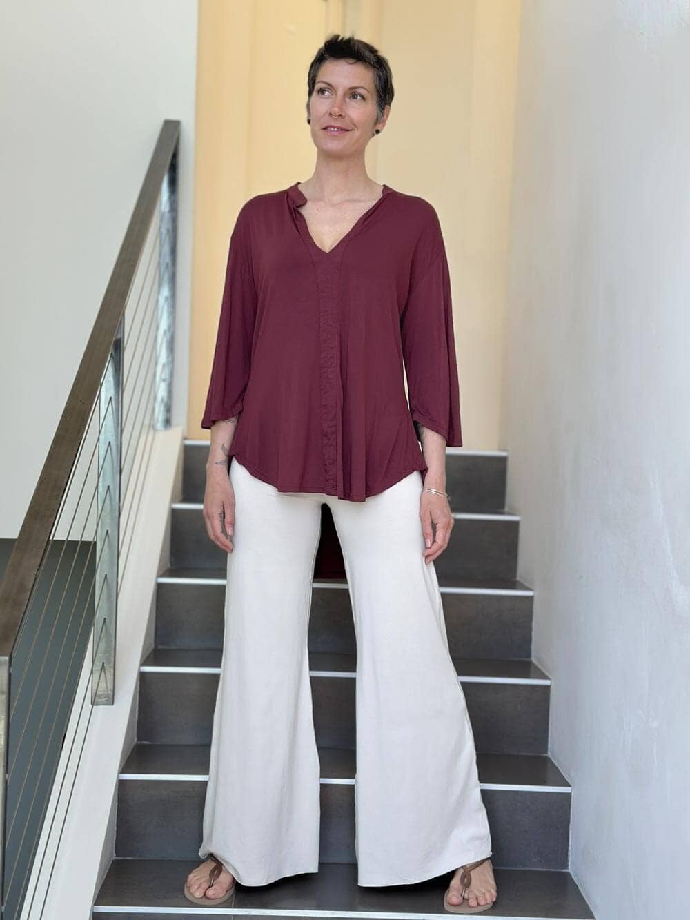 CARAUCCI - Kurta Tunic: Plum / One Size