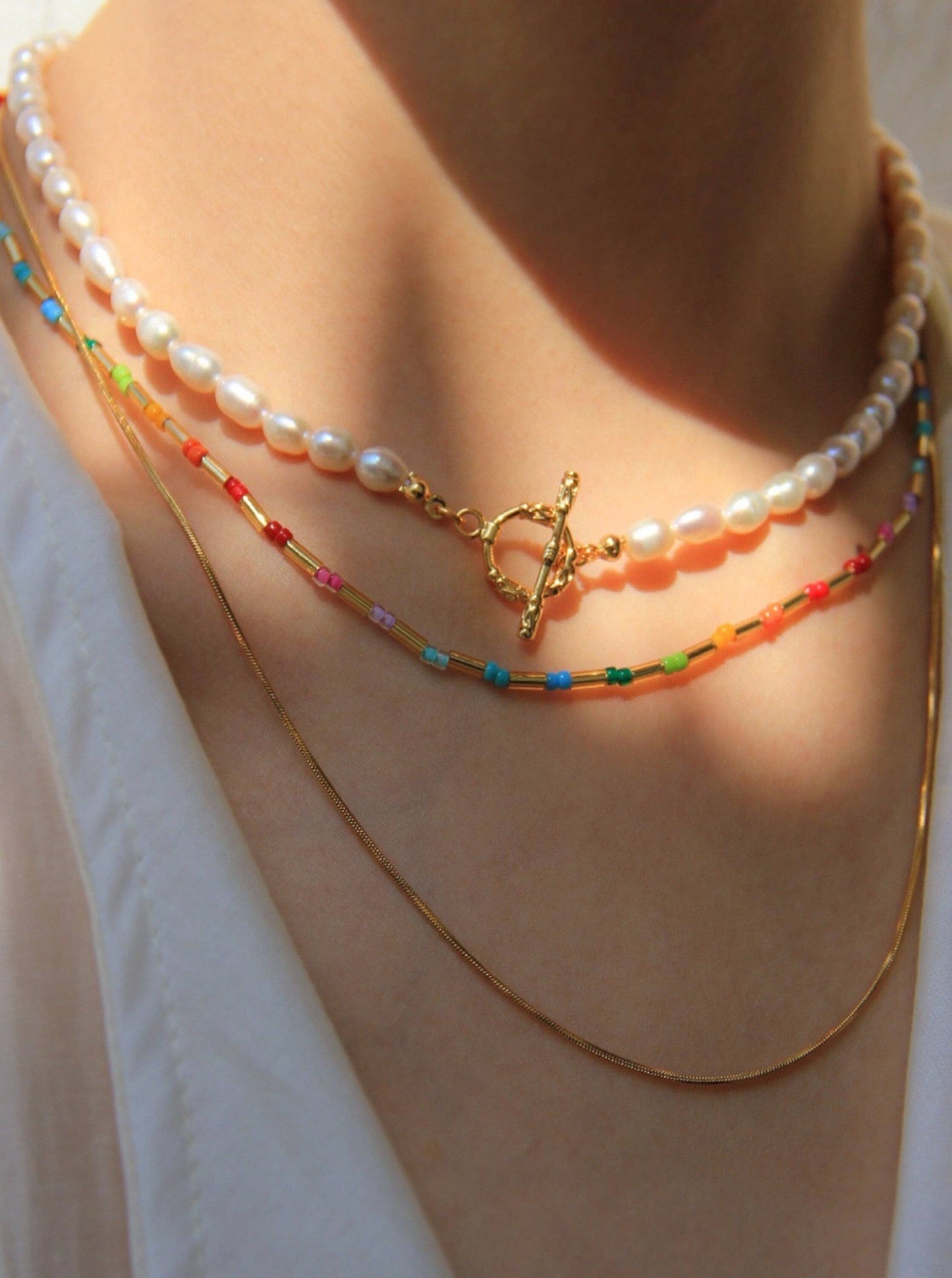 Cici’De Jewelry Amsterdam - Timeless Pearl Bead Necklace with OT buckle