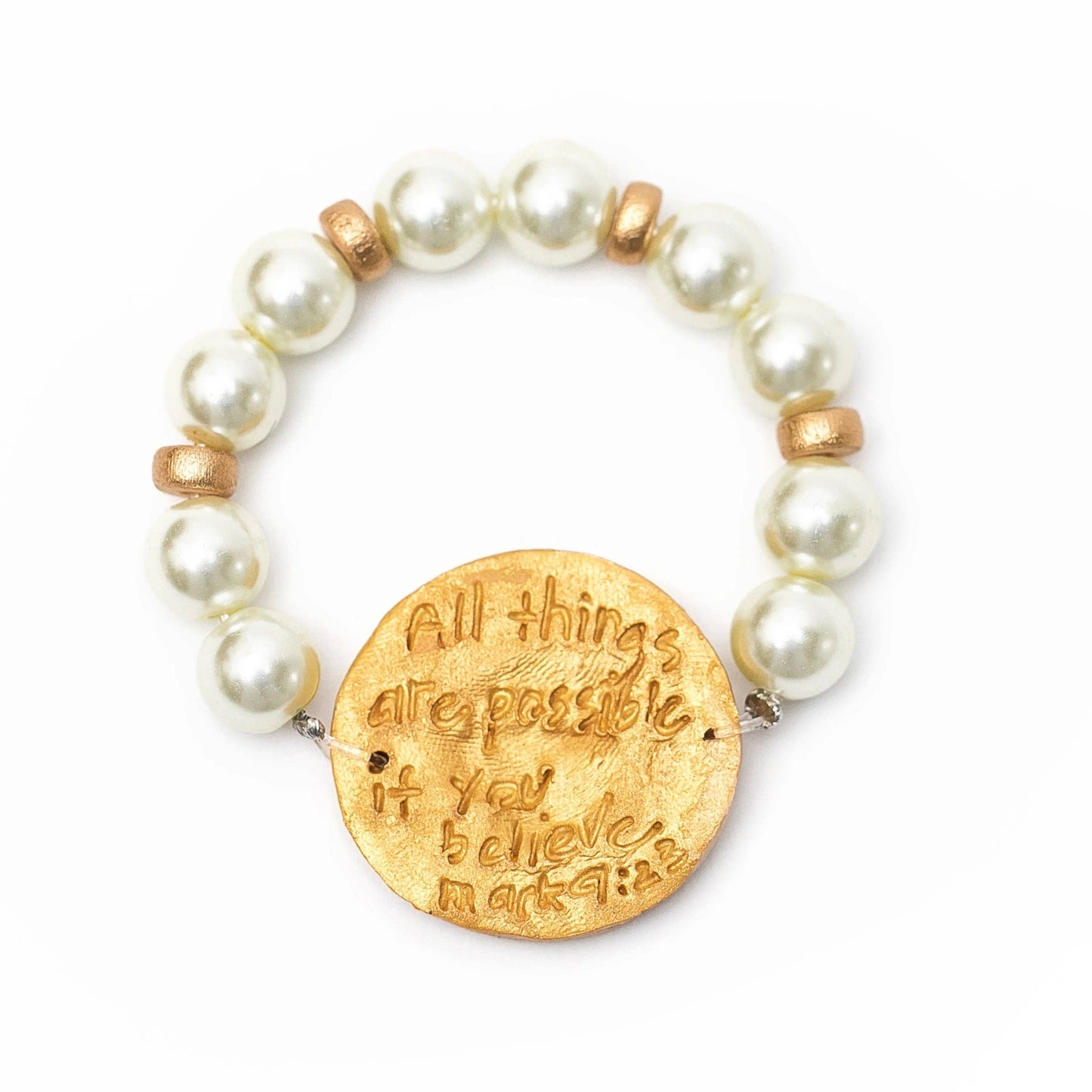 Hidden Truth Jewelry - Pearl with Victory Cross Bracelet