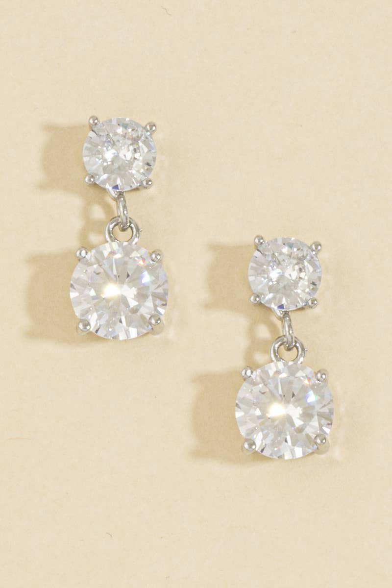 The Looks by Fame Accessories - Double Round Cz Drop Earrings: GD