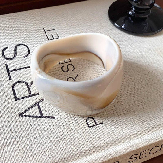 Dipped Shop - Multi-color Wide Irregular Simple Acrylic Bracelets DP25D620: Beige