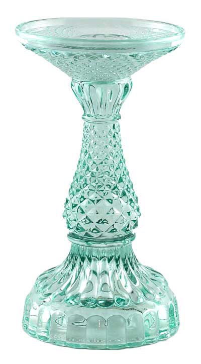 Twilight Collection - Bella Pillar Candle Holders – Aquamarine: Large - 4"Ø x 8"H