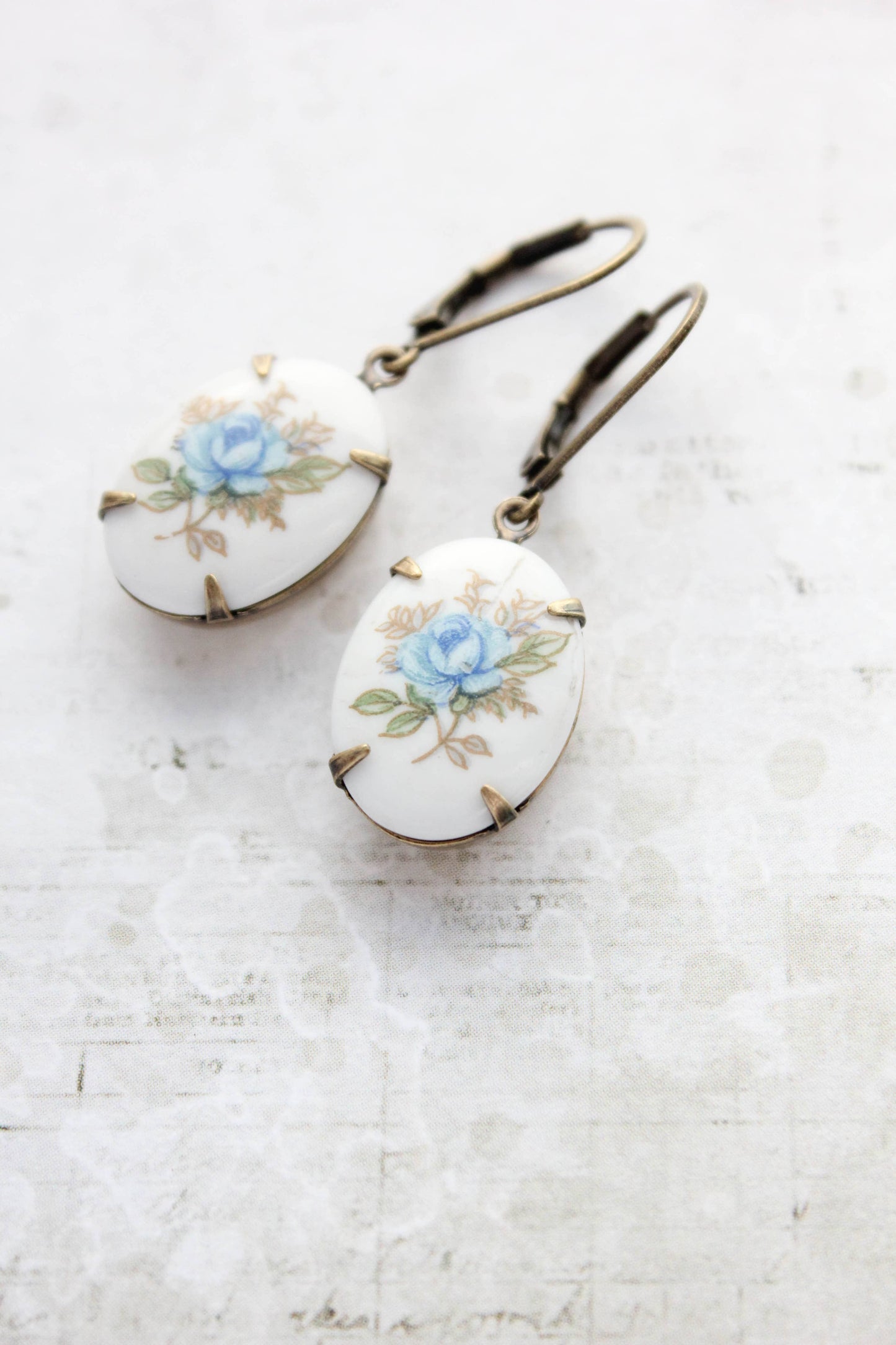 A Pocket of Posies - Blue Rose Cameo Earrings