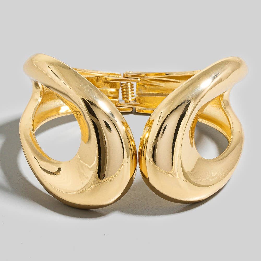 The Looks by Fame Accessories - Metallic Round Hinged Cuff Bracelet: G