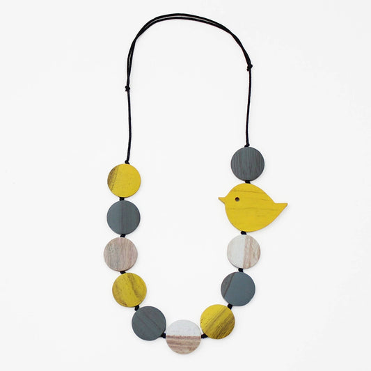 Sylca Designs - Yellow Beaded Robin Necklace