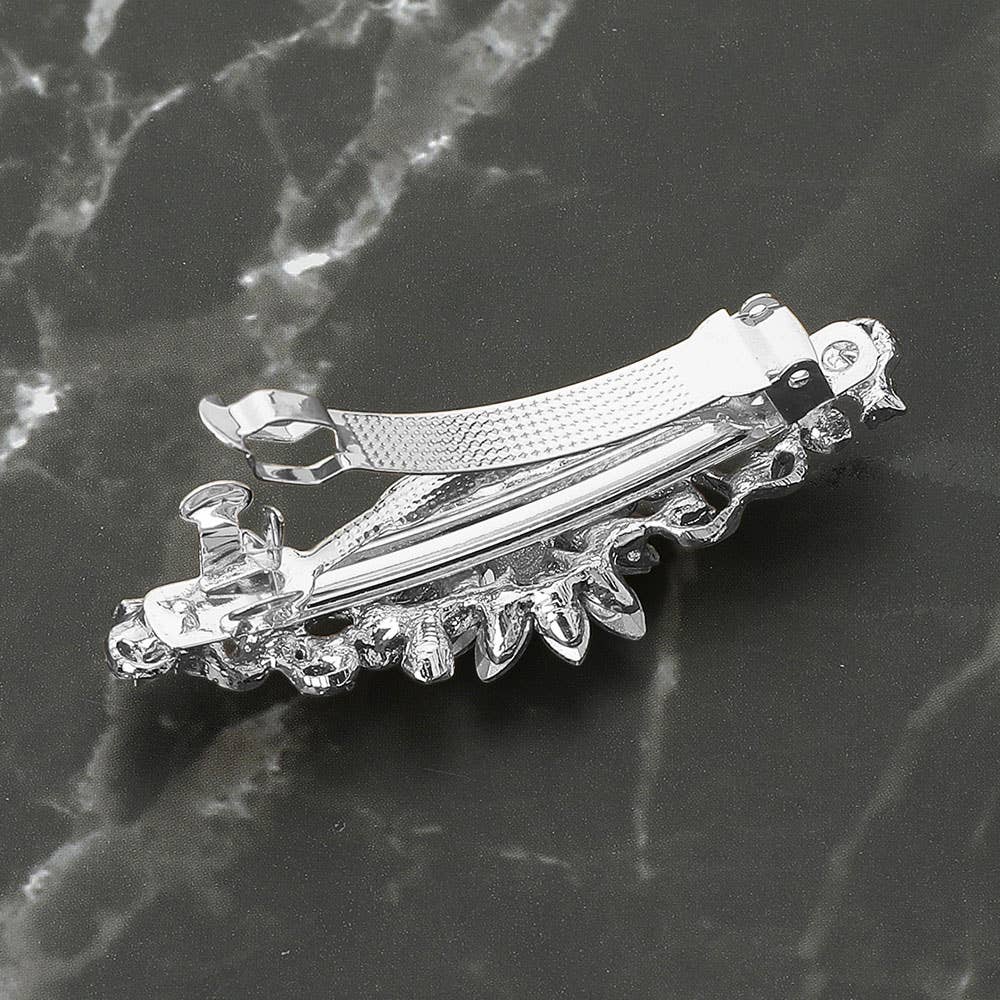 Sensibling Corp. - Floral Stone Accent Barrette: Clear,Silver