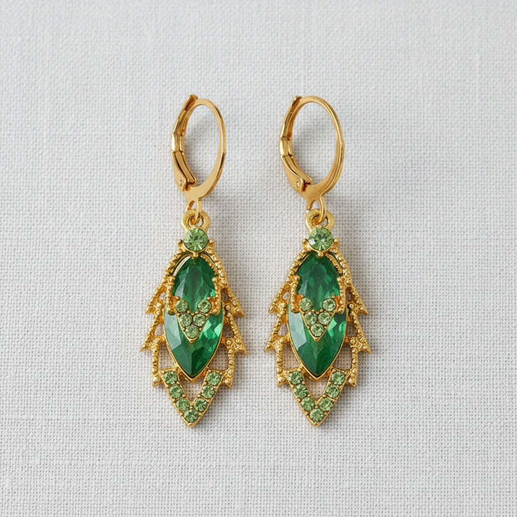 camilla dovey - Green Maple Leaf Zircon Ear Cuff Earrings