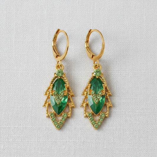 camilla dovey - Green Maple Leaf Zircon Ear Cuff Earrings