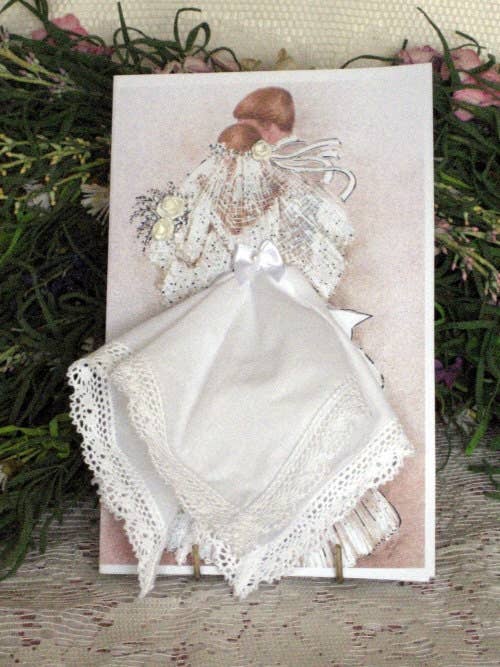 MOMENTS IN THYME - Bridal Hanky Card: White Hankie