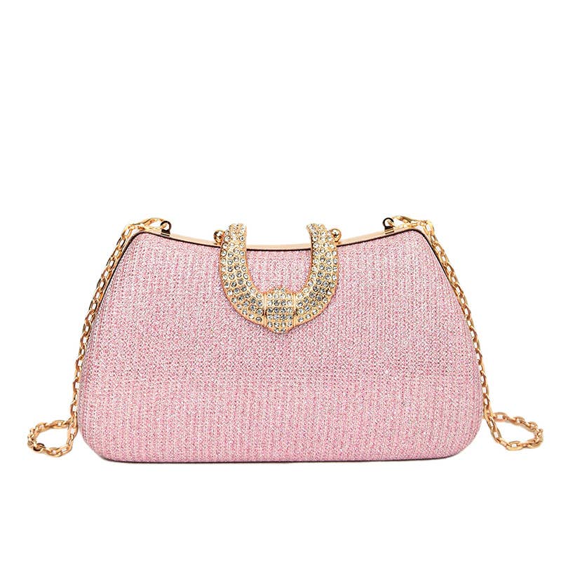 ACCITY - FINE GLITTER CLUTCH DRESS LADY EVENING BAG CLUTCH_CWAB3258: Pink / (OS) 1