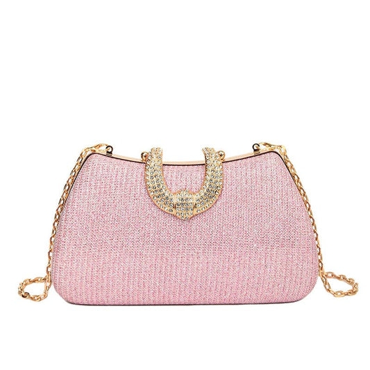 ACCITY - FINE GLITTER CLUTCH DRESS LADY EVENING BAG CLUTCH_CWAB3258: Pink / (OS) 1