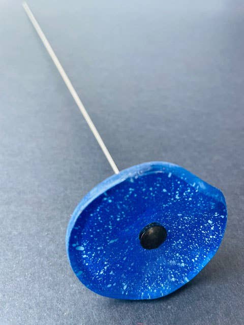 CARNEOL GLASS - Small Glass Flower For Inside In D.Blue-L.Blue