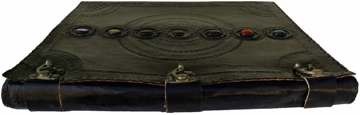 Immart Global LLC - Seven Chakra Leather Journal – Handmade Embossed Diary 13": Orange / Unlined