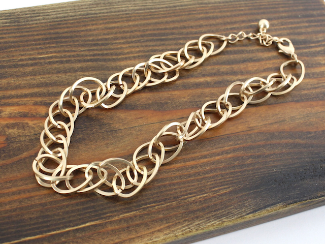 Pretty Persuasions - N24022 Double Oval Rings Chain Link Necklace: 01 GD