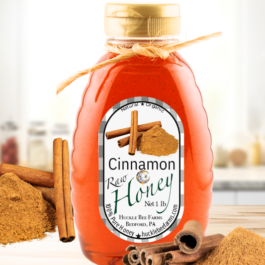 Huckle Bee Farms LLC - Cinnamon Infused Raw Honey: 1 lb Bottle