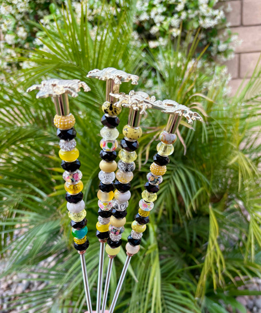 Sea of Bliss Shop - Bumblebee Fairy Garden Beaded Plant Stakes : 13 inch