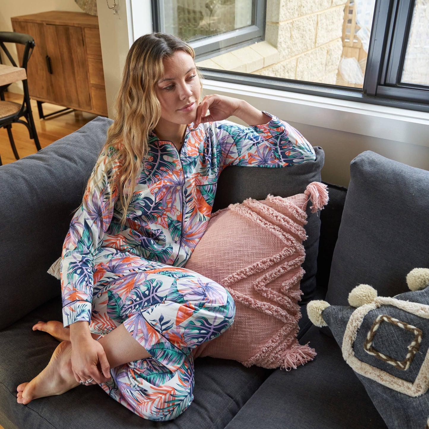 Linen Connections - Pyjamas/ Floral Pure Cotton P J Set, Pijamas Set: XL