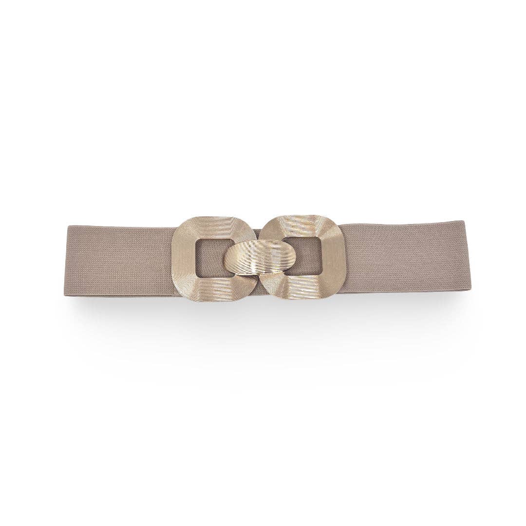 German Fuentes Handbags - CINT-20 METAL BUCKLE STRETCH BELT: BLACK