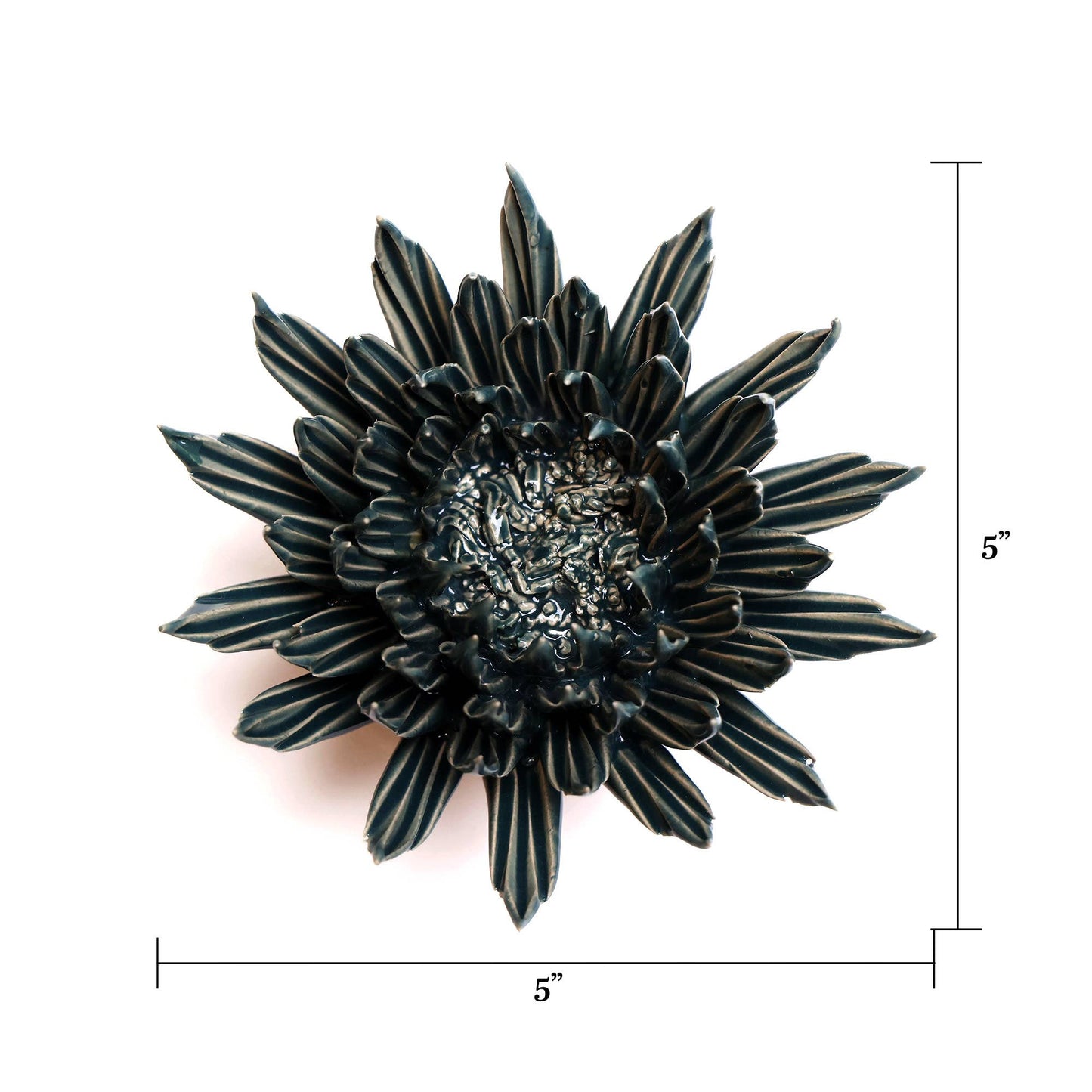 Chive - Coral 3 - Ceramic Faux Flowers Succulents: Large Flower Teal