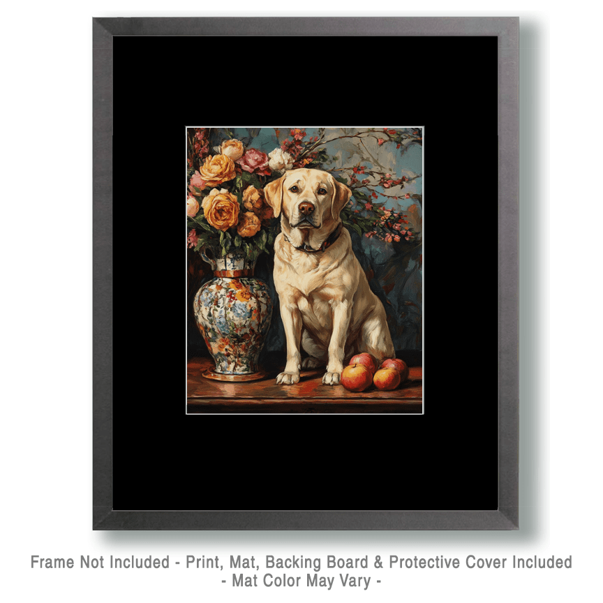 Mowbi - Yellow Labrador Retriever - Pet Dog Still Life Wall Art Prints – 8″x10″ Artwork for 11″x14″ Frame