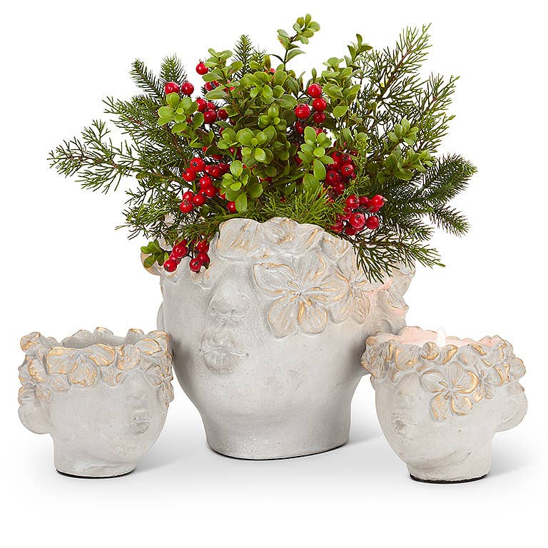 Abbott - Mini Kissing Face Planter w/Gold-4" H