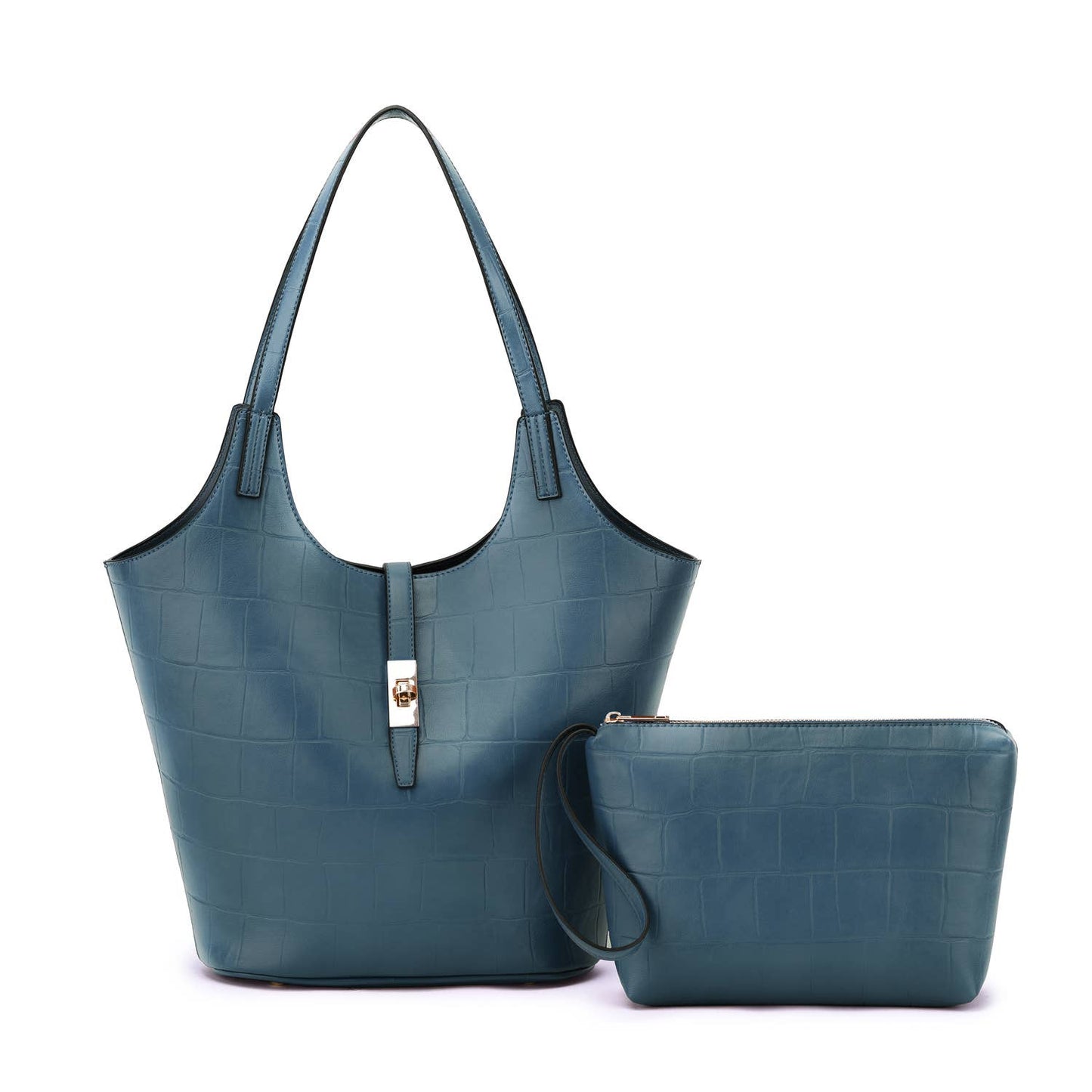 Mellow World - Clio 2-in-1 Croc Embossed Tote: Cognac