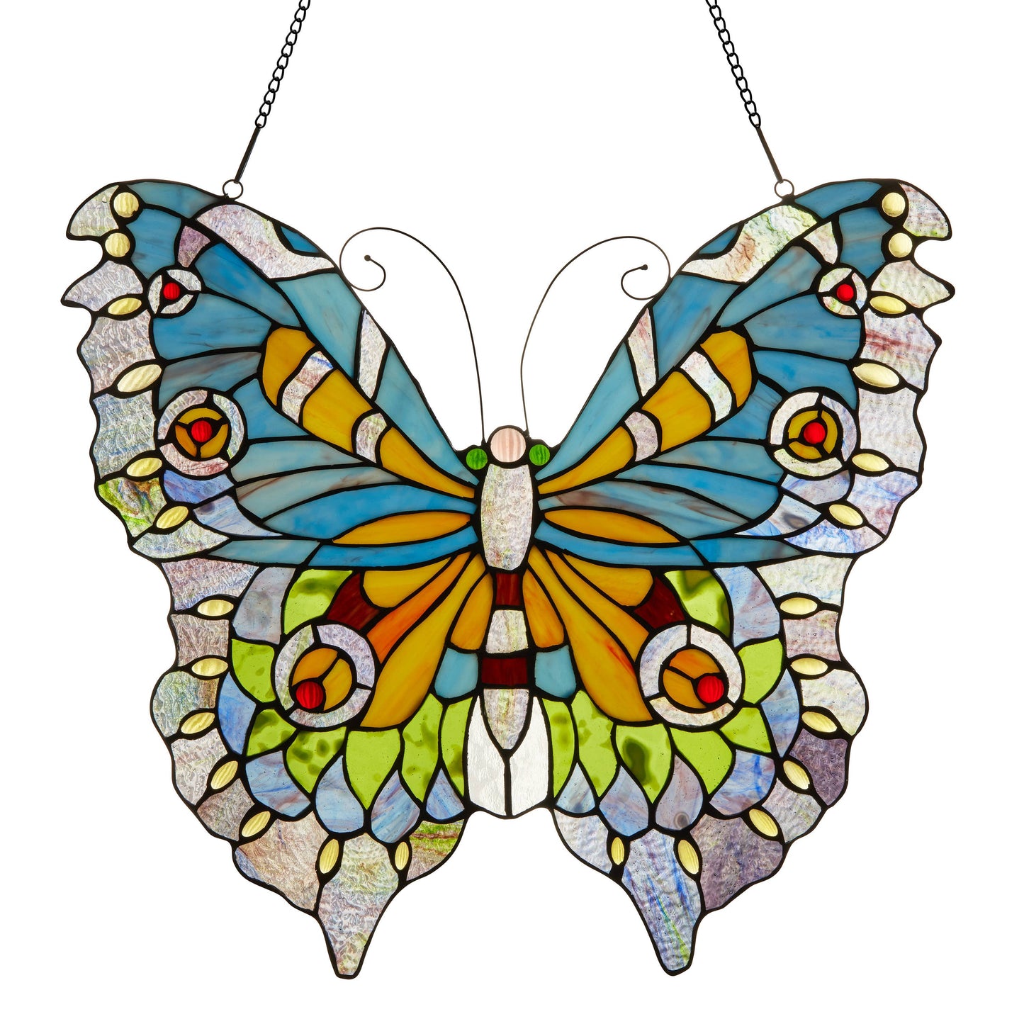 River of Goods - 20.5"H Luisa Blue, Yellow & Green Butterfly Window Panel