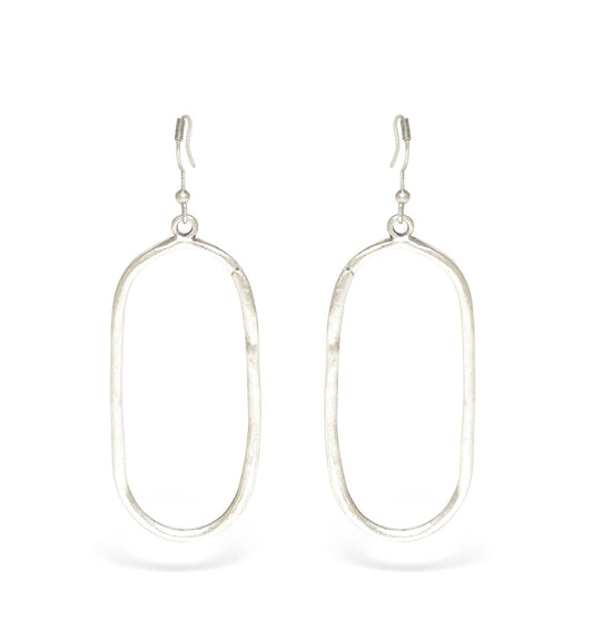 Chanour - Handmade Oval Pewter Earrings - 24-343