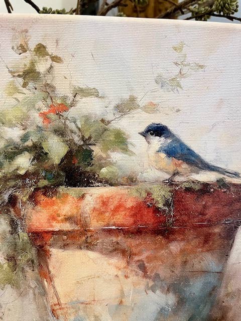 Rustic Nester - Spring Summer canvas art print, Nature art, Garden home art: 11x14