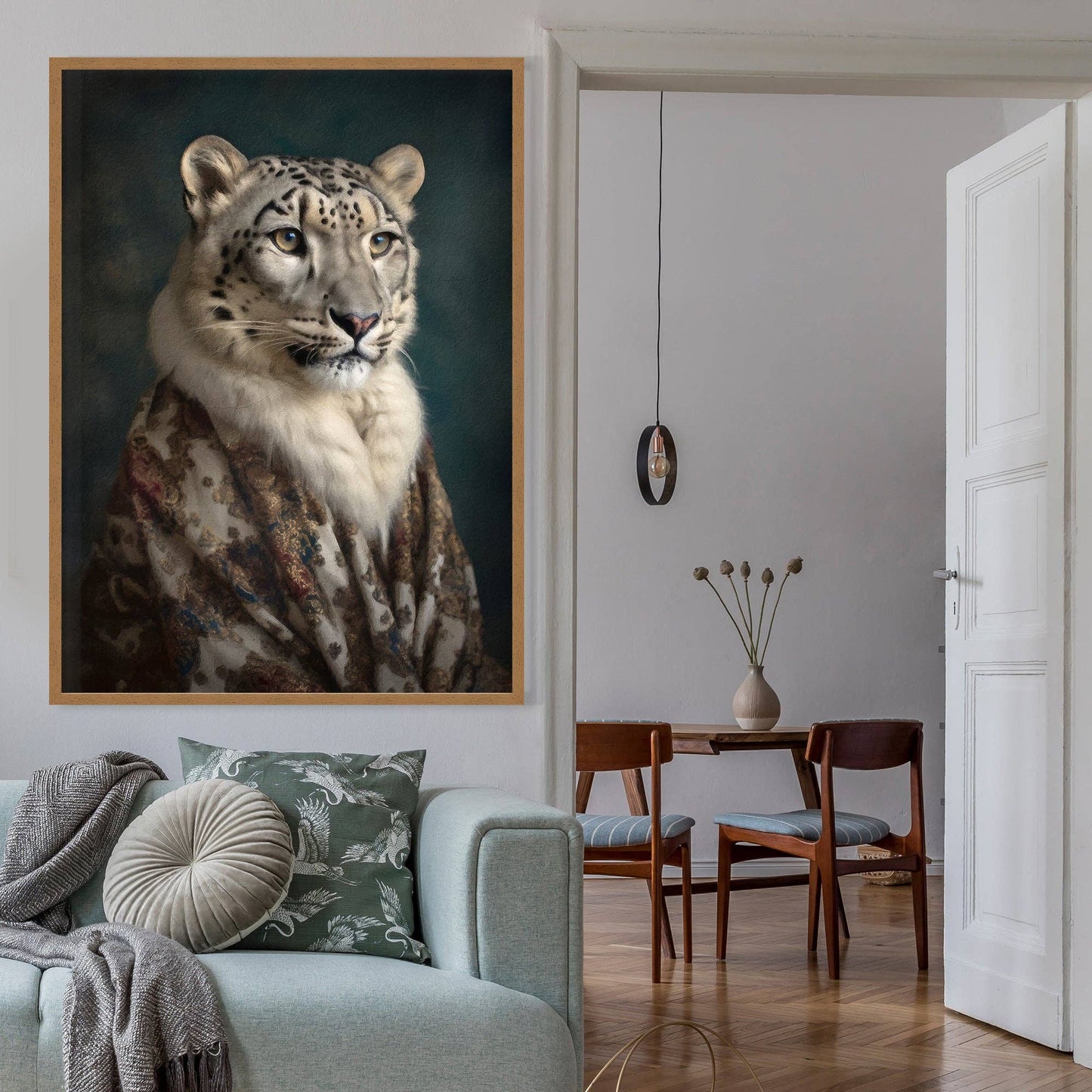 Ink & Drop - Snow Leopard 1 Animal Portrait Print: 11 ¾ x 15 ¾ in | 30x40 cm / Matte