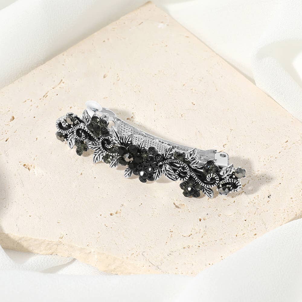 Sensibling Corp. - Stone Flower Cluster Vine Barrette: Black