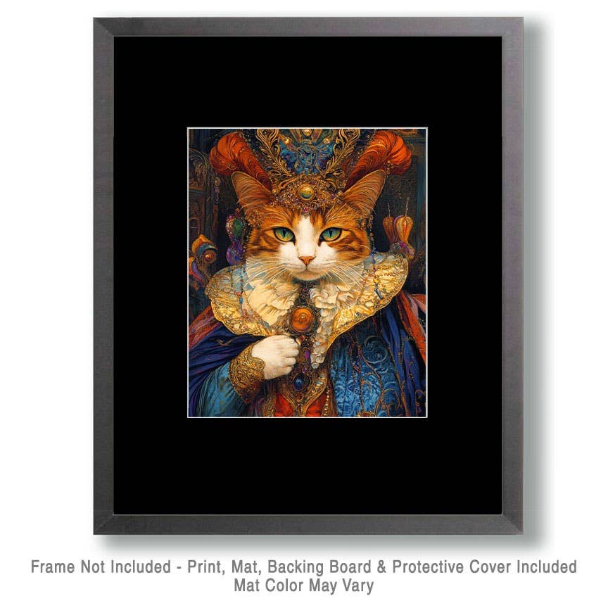 Mowbi - Royal Prince - Cat and Kitten Wall Art Prints -  8"x10" Artwork for 11"x14" Frame