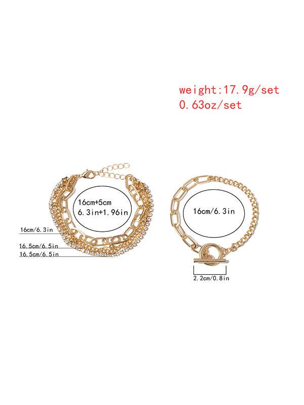 Elanora - Original Simple Rhinestone Chains Bracelet: SILVER / One_size