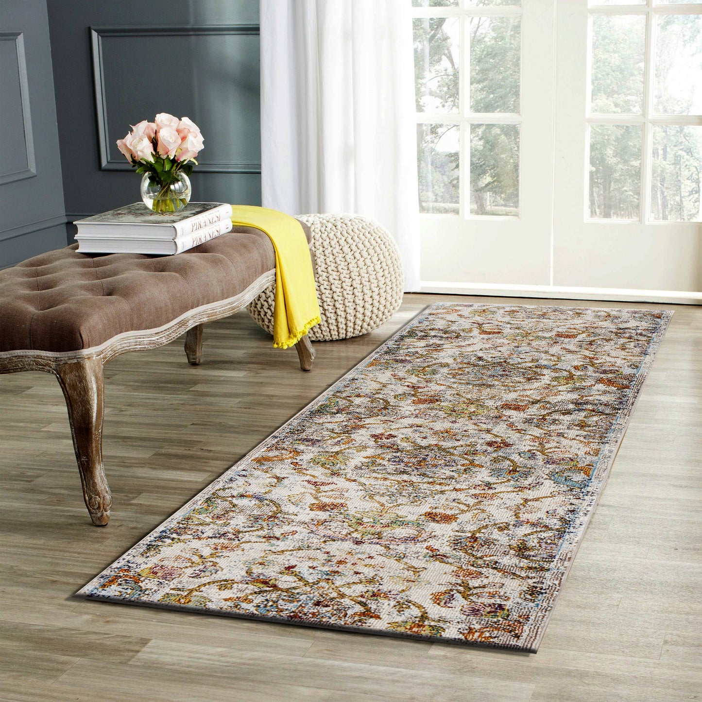 LR Home - Garden Oriental Area Rug - Multi: 7'9" x 9'9" / Gray/Multi