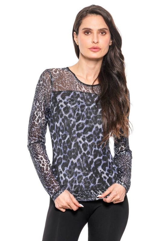 Adore - A430 Mixed Leopard Mesh Top: M