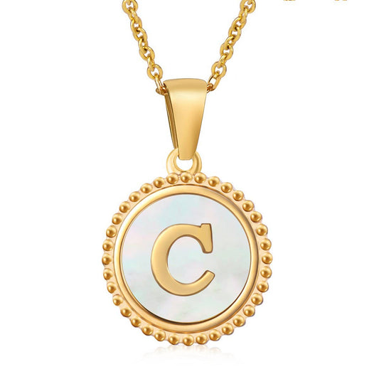 ACCITY - 18K GOLD STAINLESS STEEL SHELL LETTER NECKLACE_CWAJE0686: TYPE3 / (OS) 2