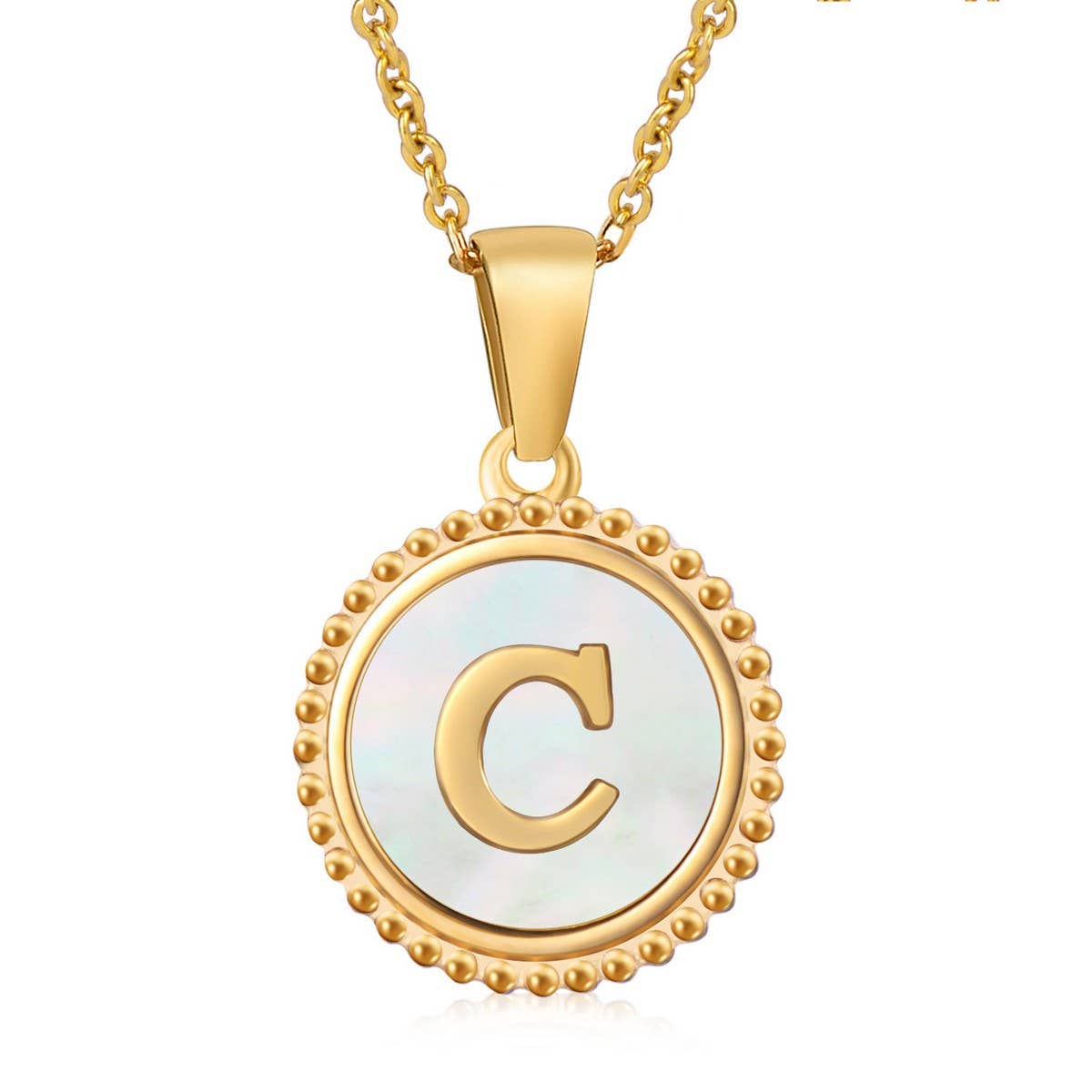 ACCITY - 18K GOLD STAINLESS STEEL SHELL LETTER NECKLACE_CWAJE0686: TYPE20 / (OS) 2