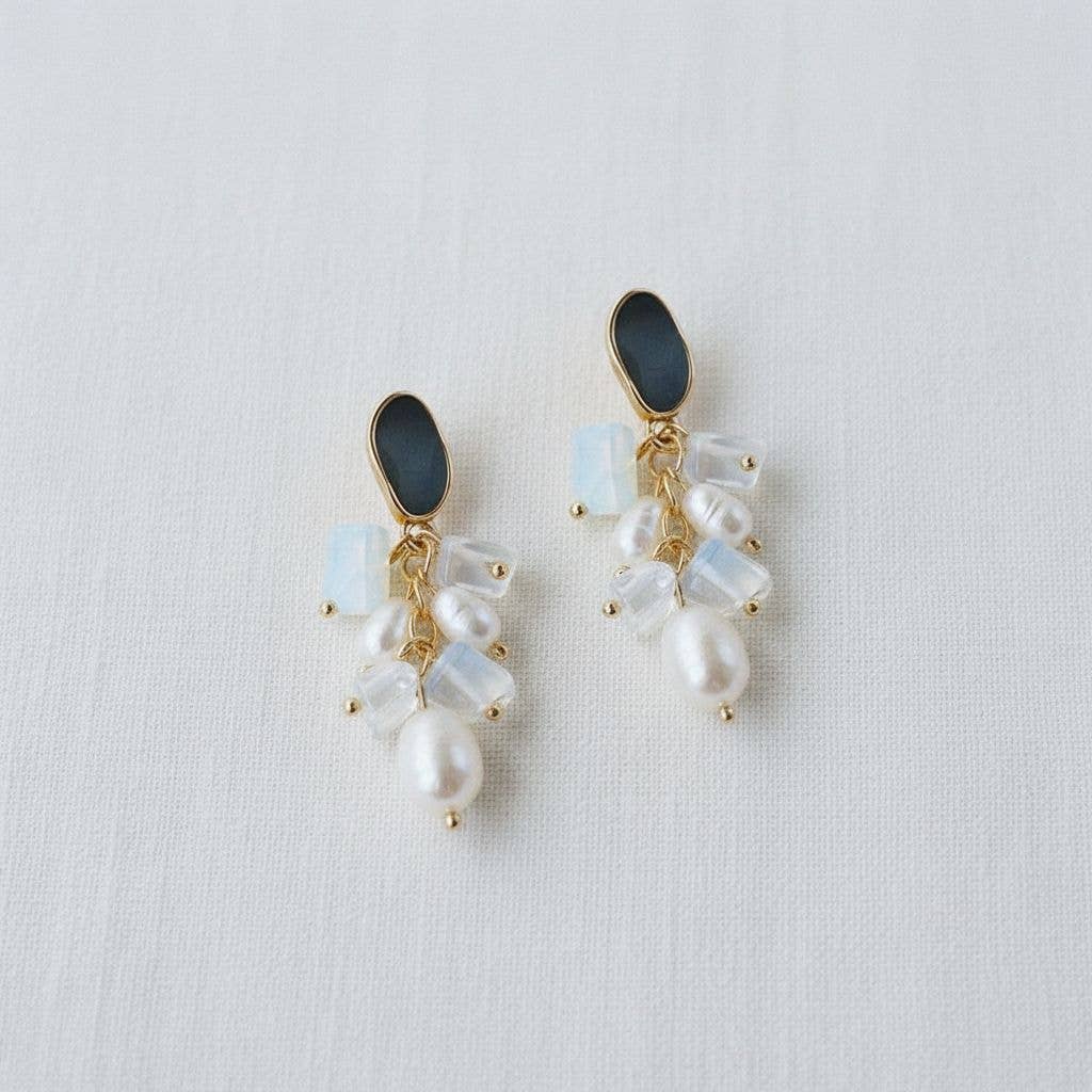 Ellemadera - Freshwater Pearl Tassel Dangle Earrings