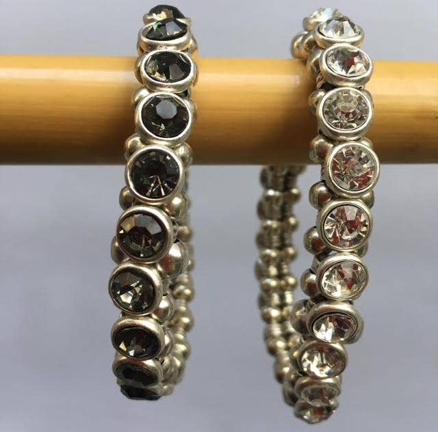 Volare - Stretch crystal Brass, silver plated bracelet: Clear