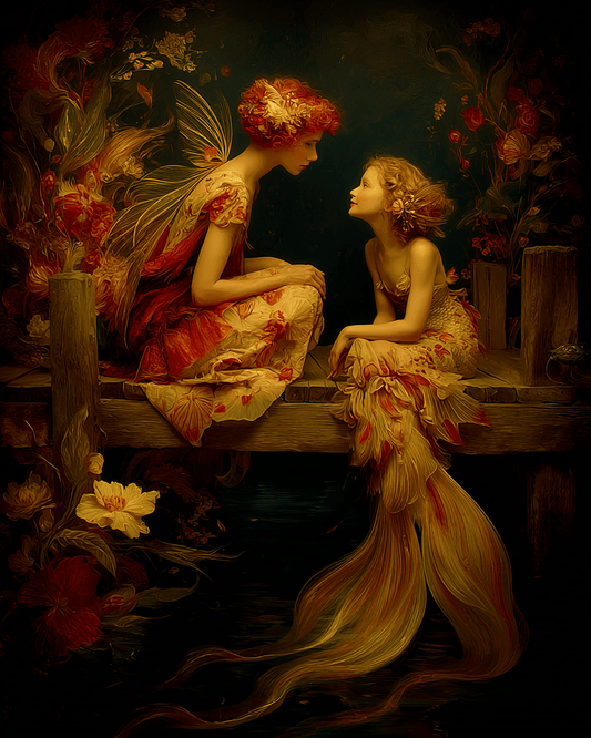 Mowbi - Fairy and Mermaid - Fairies Art Print - 8"x10" Artwork for 12"x14" Frame