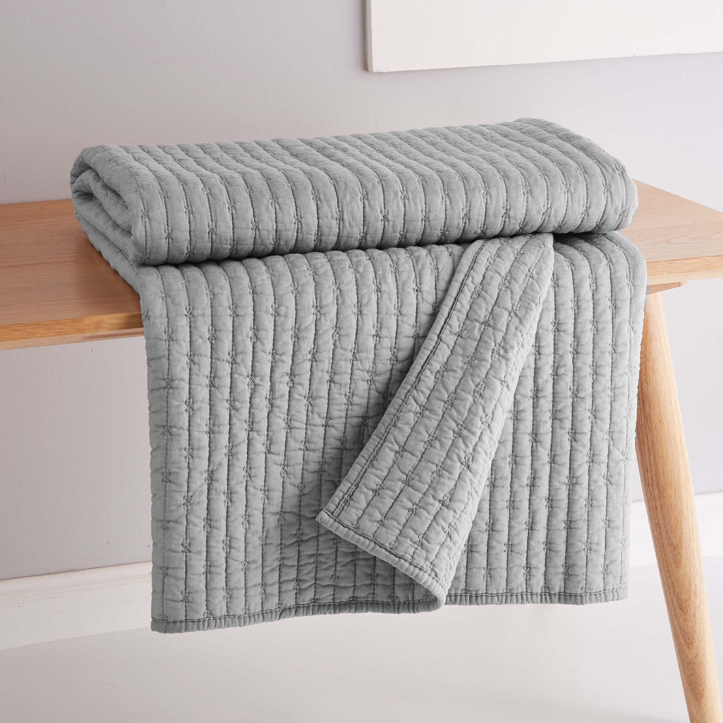 Levtex Home - Cross Stitch Quilted Throw: Sage