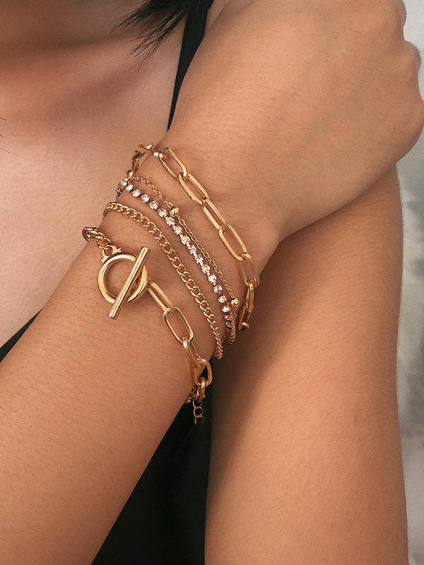 Elanora - Original Simple Rhinestone Chains Bracelet: SILVER / One_size