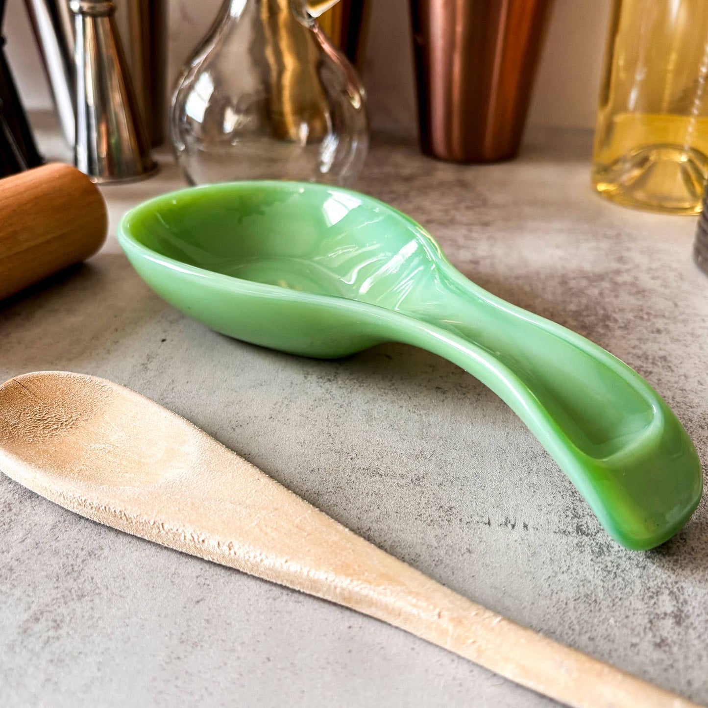 TableCraft Products Company - Jadeite Glass Collection Spoon Rest