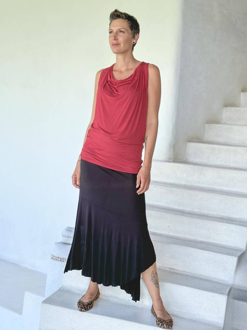 CARAUCCI - Asymmetrical Convertible Skirt: Copper / M