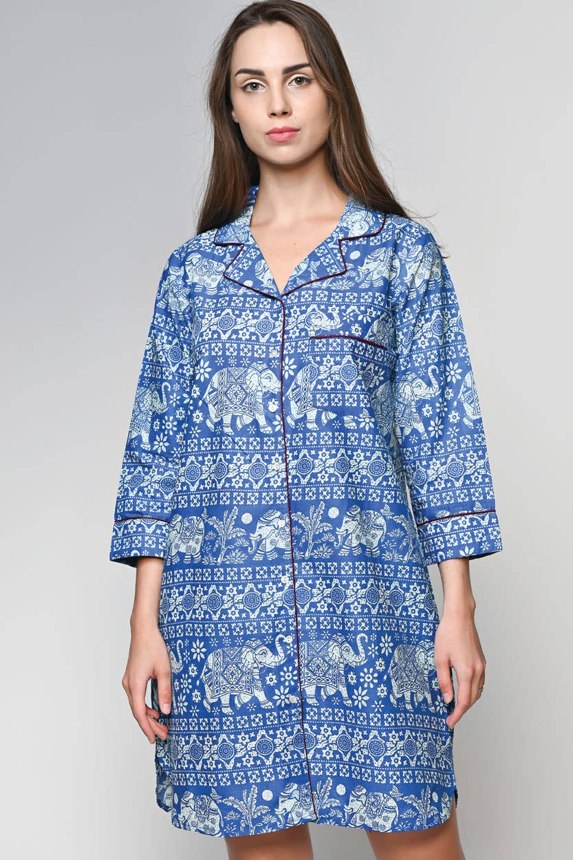 Sevya Handmade - Ami Cotton Nightshirt: L/XL / Red & White